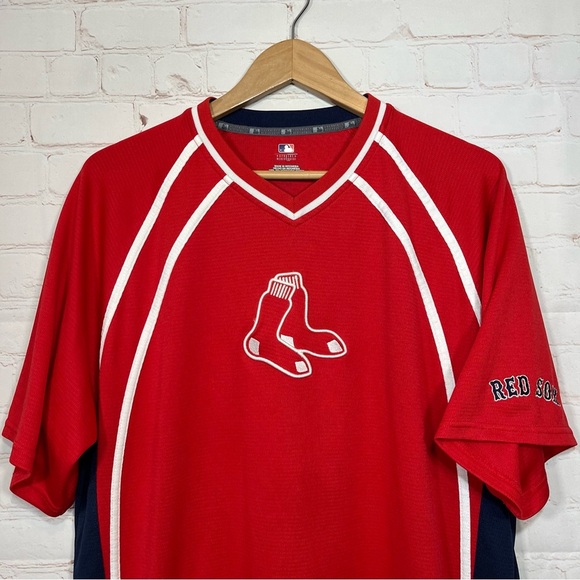 Majestic Boston Red Sox Shirt Jersey Mens Large Red Blue Embroidered MLB. - Picture 2 of 13
